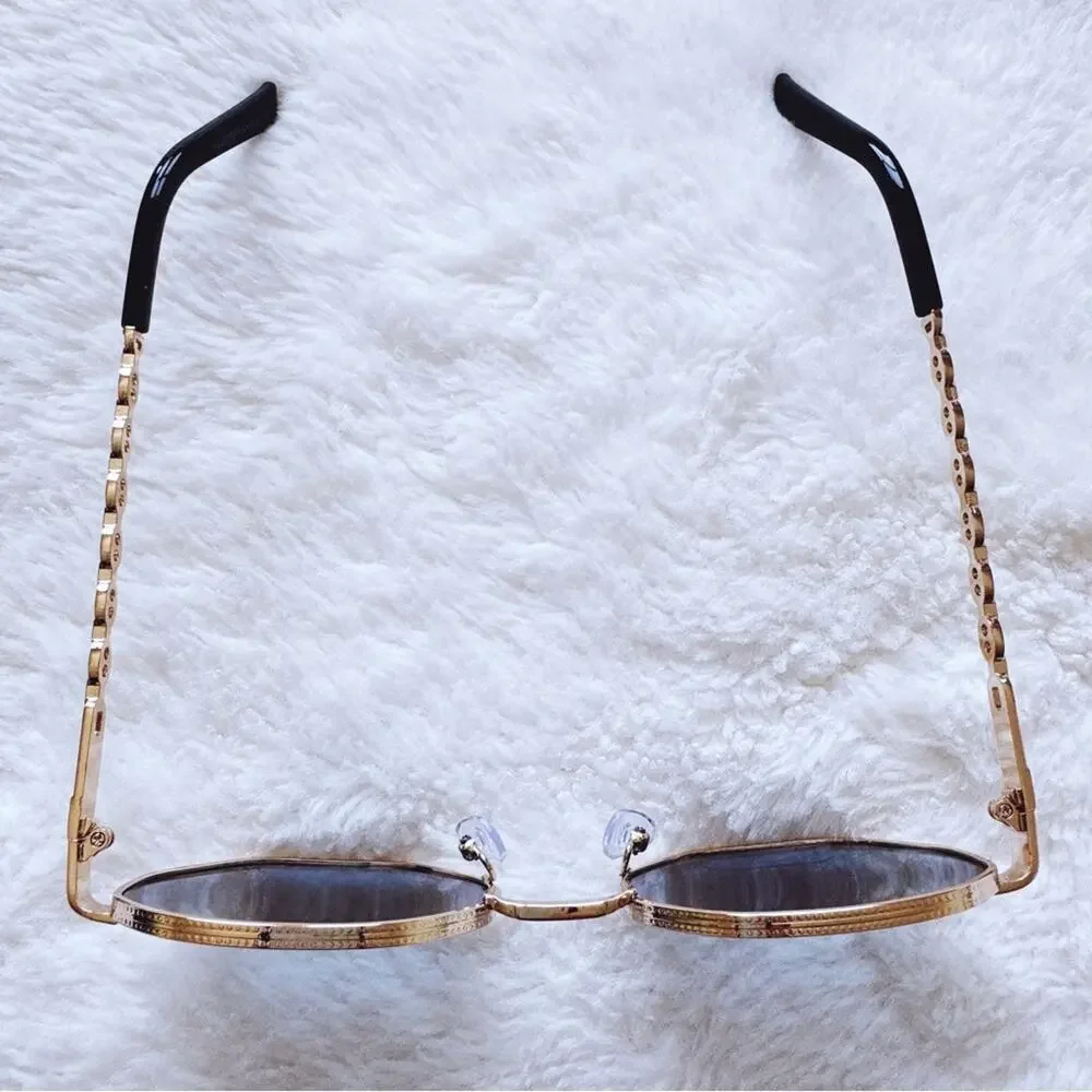 Phoebe Dark Blue Geometric Sunglasses
